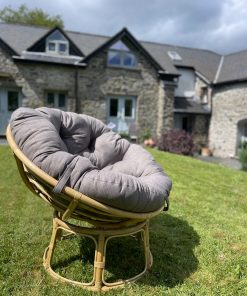 Papasan Chair with Linen Style Cushion & Velcro Straps